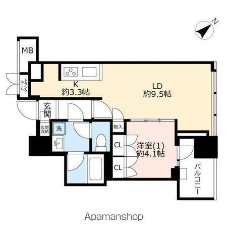 横浜ヴェールタワー(1LDK/15階)の間取り写真