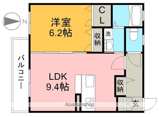 グランジェロハウス(1LDK/2階)の間取り写真
