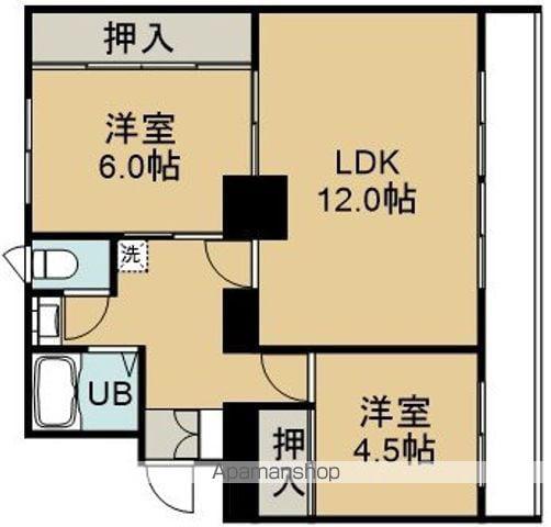 フローラ弐番館(2LDK/4階)の間取り写真