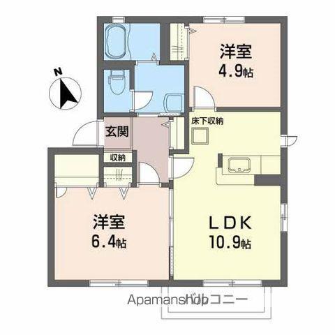 フレグランスB(2LDK/1階)の間取り写真