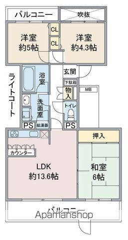 ハイツ東戸塚2(3LDK/1階)の間取り写真