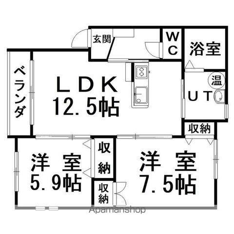 グランフォーレ中園Ⅱ(2LDK/1階)の間取り写真