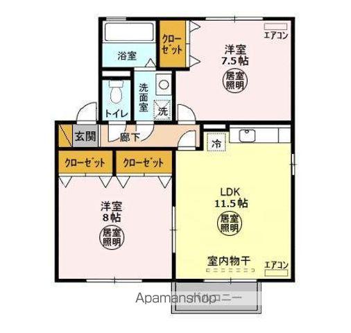 リビングタウン野田A・B・C(2LDK/2階)の間取り写真