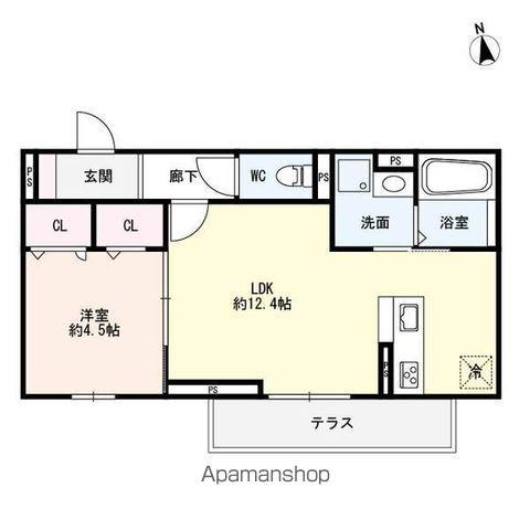 アリア西矢倉(1LDK/1階)の間取り写真