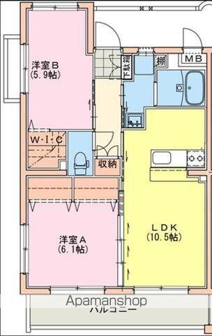 シャルテハイムⅤ(2LDK/2階)の間取り写真