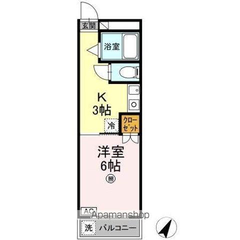 第1パークサイドマンション(1DK/4階)の間取り写真