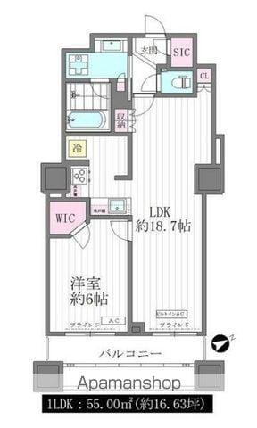 中野ツインマークタワー(1LDK/24階)の間取り写真