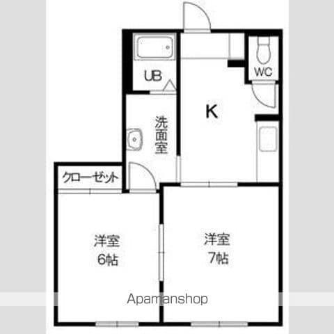 ブリッジサイド門(2K/1階)の間取り写真