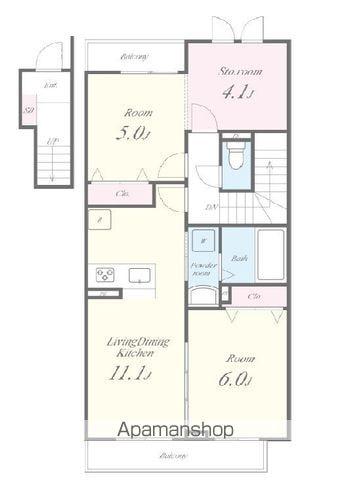 シャルマン青葉A棟(2LDK/2階)の間取り写真