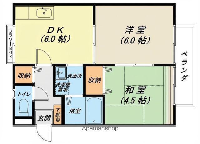 APPEL3(2DK/2階)の間取り写真