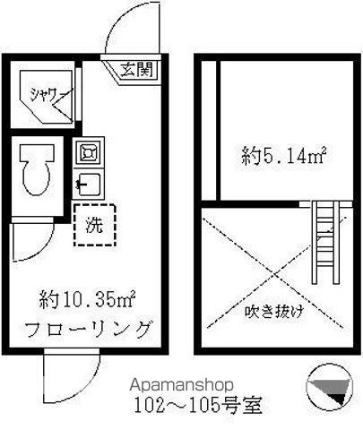 ティ・アーモ ルミナス(ワンルーム/2階)の間取り写真