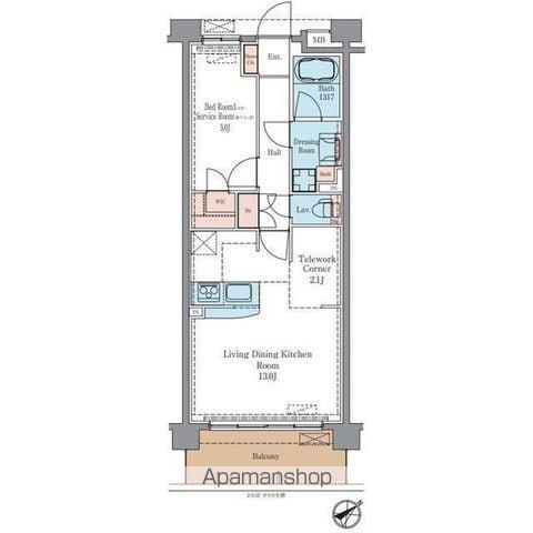 ラグゼナ平井ノース(2LDK/4階)の間取り写真