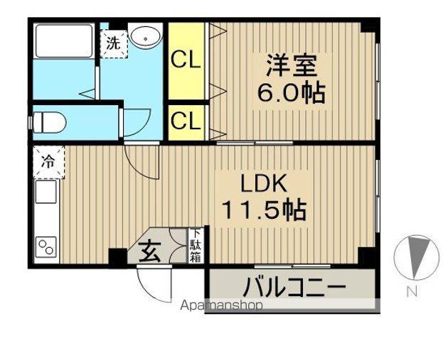 サンダイヤル・ハイツ(1LDK/3階)の間取り写真