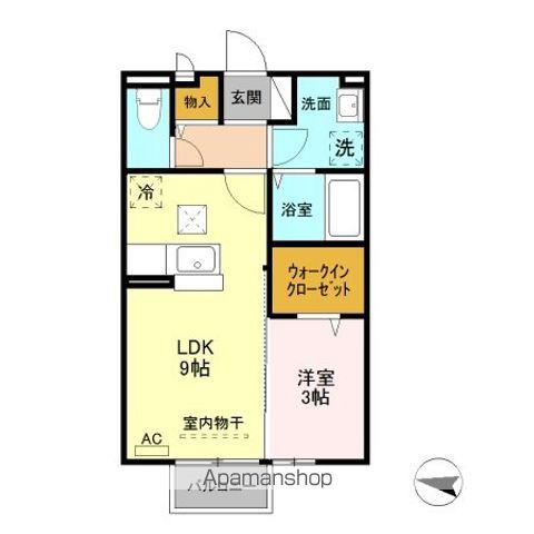 スタイリッシュリバー(1LDK/1階)の間取り写真