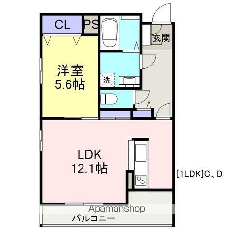 ドルチェ・カーサ新町(1LDK/3階)の間取り写真
