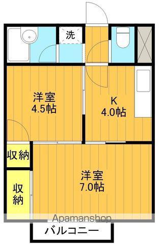 五百淵グリーンガーデンC棟(2K/2階)の間取り写真