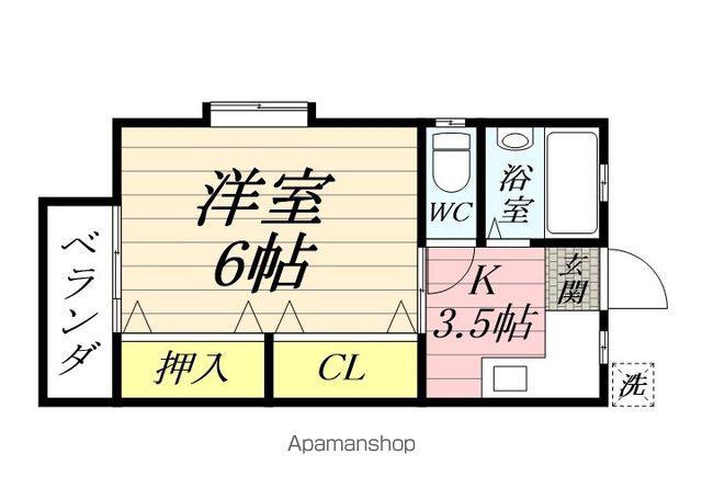 大山ハイツ(1K/2階)の間取り写真