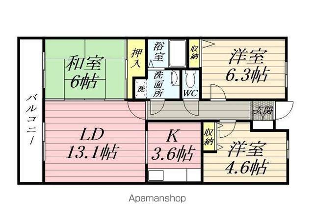 柏桜レジデンス(3LDK/1階)の間取り写真
