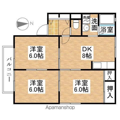 ハイツ花菱Ⅱ(3DK/1階)の間取り写真