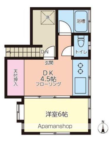 滝アパート(1DK/2階)の間取り写真