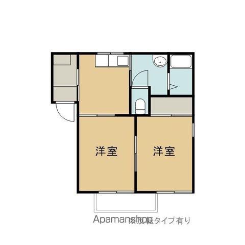 エルミタージュB(2DK/1階)の間取り写真