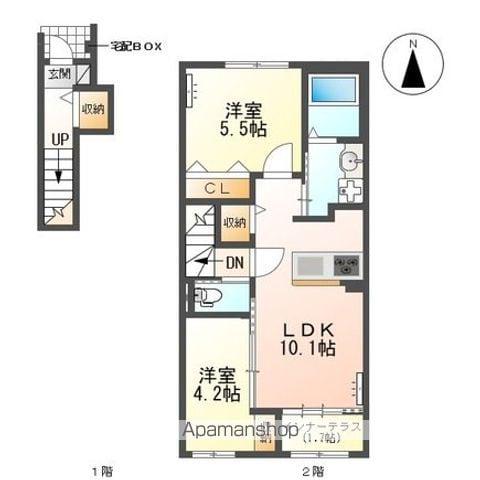 犬山市裏之門アパート(2LDK/2階)の間取り写真