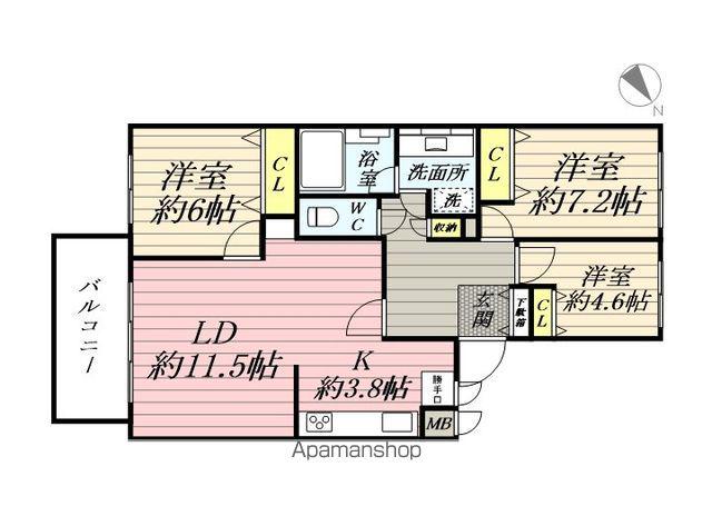 シーアイコート(3LDK/3階)の間取り写真