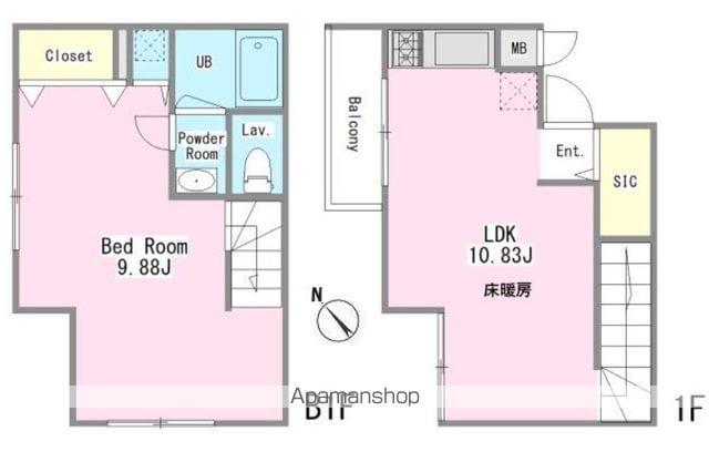 グエルサカエ赤堤(1LDK/1階)の間取り写真