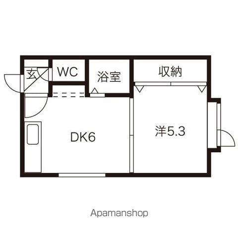 ピクシー元町(1DK/3階)の間取り写真