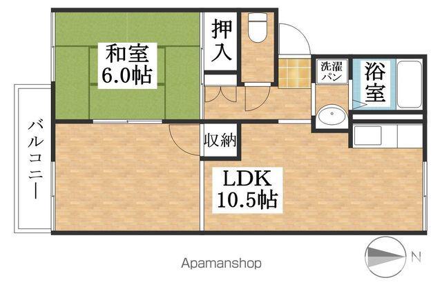 パークサイド清洲B棟(1LDK/2階)の間取り写真