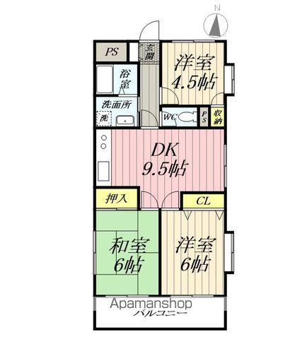 松栄コーポ(3DK/3階)の間取り写真