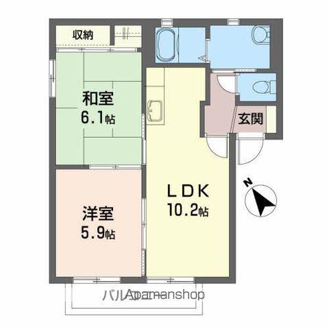 プレジオ石堂A(2LDK/2階)の間取り写真