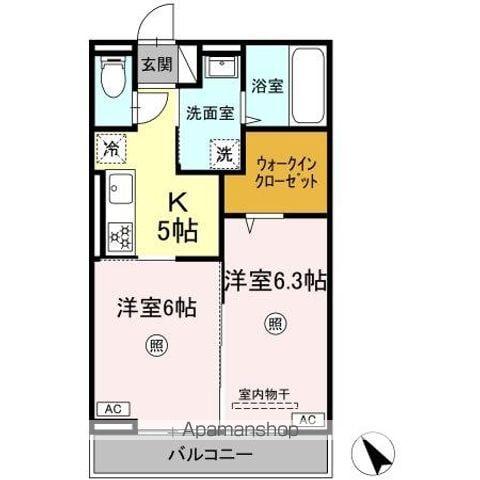 D-ROOM柊(2K/2階)の間取り写真