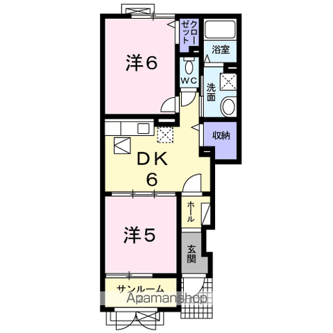 グランシャレー国府(2DK/1階)の間取り写真