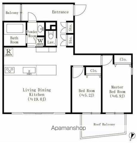 BEEVALLEY YOYOGIUEHARA(2LDK/3階)の間取り写真