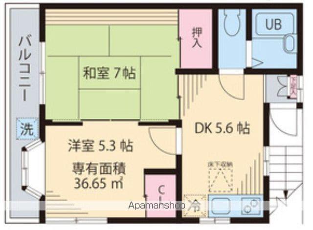 稲葉荘(2DK/2階)の間取り写真