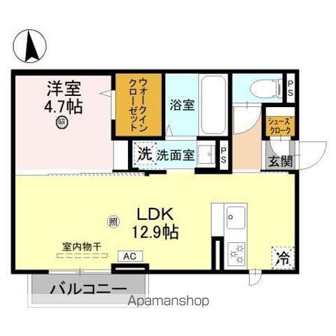 LUMIERE DU SOIR(1LDK/2階)の間取り写真