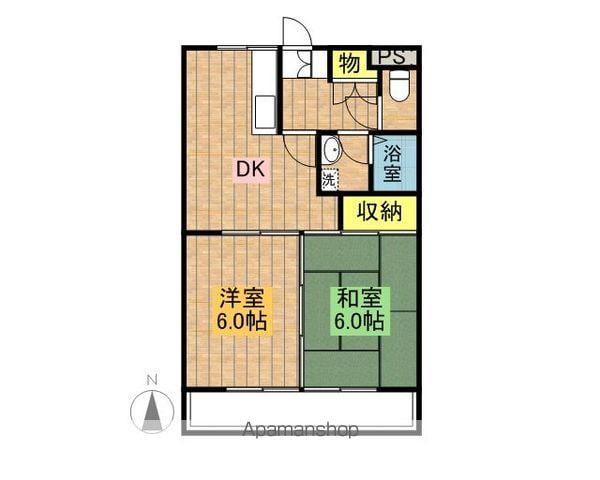 リバーエイト南分(2DK/3階)の間取り写真