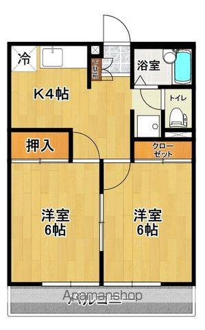 メゾン・オア・ドゥ(2K/1階)の間取り写真