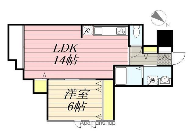 フローリッシュ大久保Ⅱ(1LDK/3階)の間取り写真