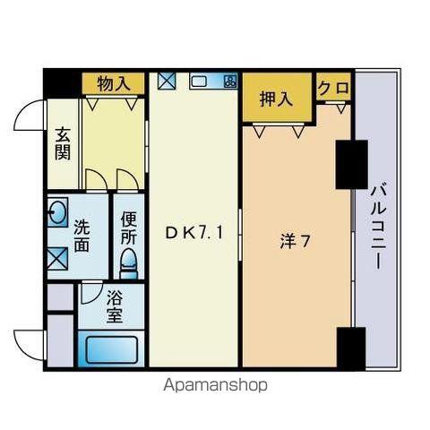 レジデンス西新セスト(1DK/3階)の間取り写真