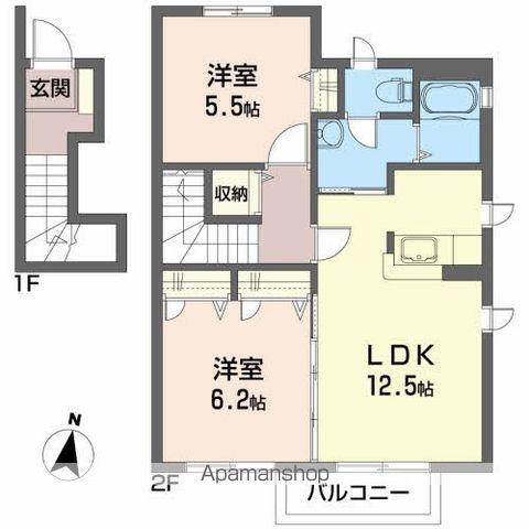 シャーメゾンさくらA棟(2LDK/2階)の間取り写真