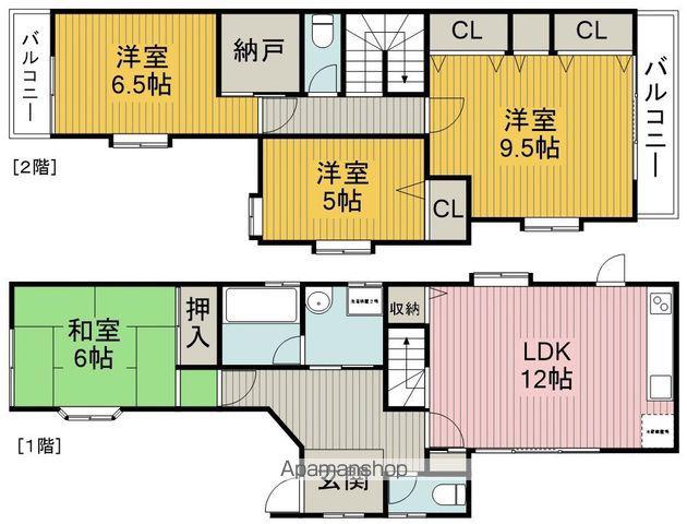 阪急電鉄宝塚線 蛍池駅 徒歩9分 2階建 築24年(4LDK)の間取り写真