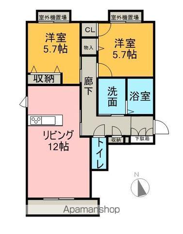 ヴューラー・アネックス(2LDK/1階)の間取り写真