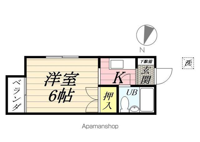 霞台ハイツ(1K/2階)の間取り写真