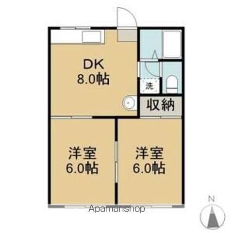 あさけハイツ(2DK/1階)の間取り写真