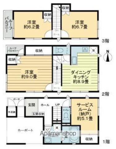 東京地下鉄丸ノ内線 四谷三丁目駅 徒歩5分 3階建 築18年(3SDK)の間取り写真