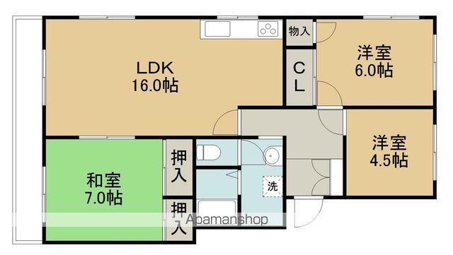明野コーポ(3LDK/4階)の間取り写真
