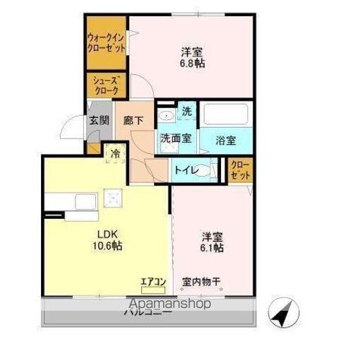 カーザ・ビアンカ(2LDK/1階)の間取り写真