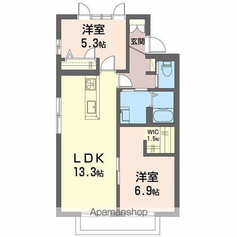 ベルハイム B(2LDK/1階)の間取り写真